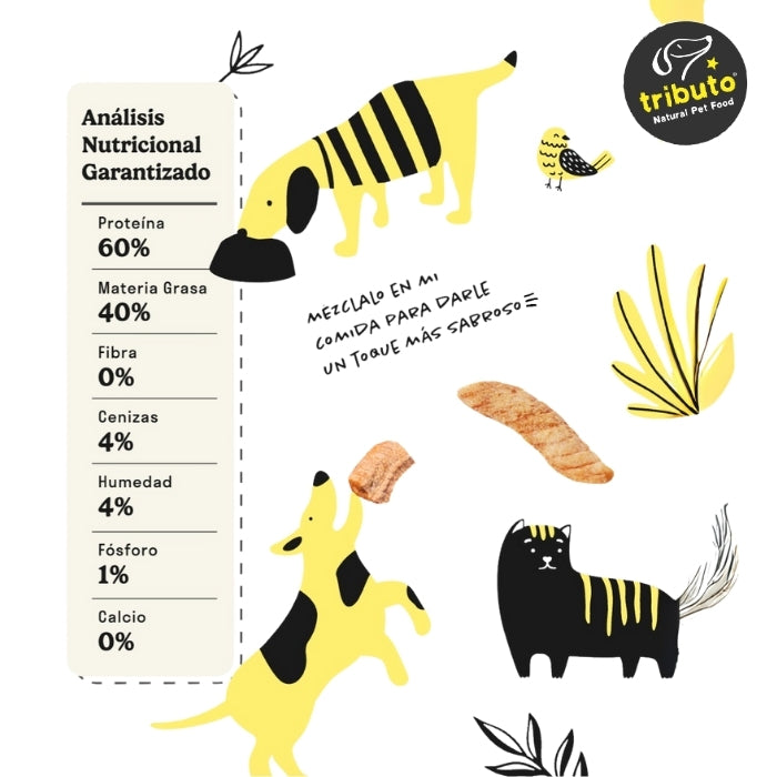 Anáisis garantizado snacks crudos liofilizados para perros y gatos Tributo