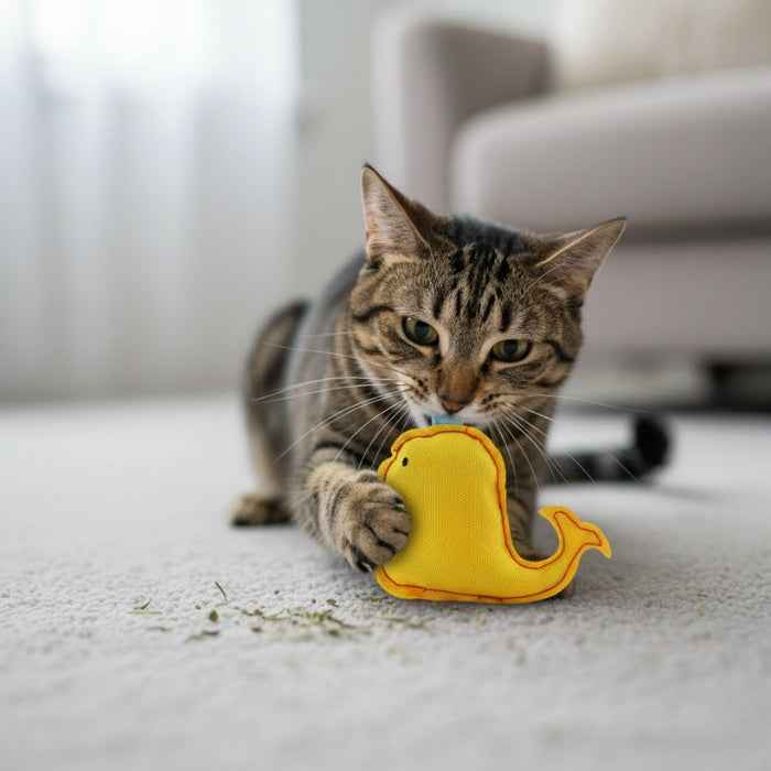Ballena de peluche para gatos rellena con catnip | Beco