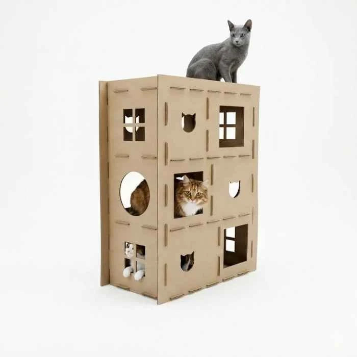 Hotel 4 Cartopuzzle XL | Casa de Cartón 3 Pisos para Gatos