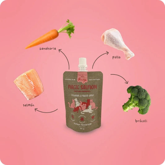 Ingredientes snack untable para gatos Magic Salmon Winga