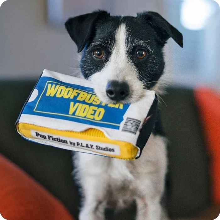 Woofbuster video tape peluche P.L.A.Y