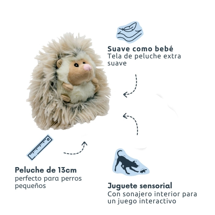 Peluche sensorial para perros pequeños Erizo Tall Tails con tela extra suave, distintos sonidos y texturas y tan solo mide 13 cms