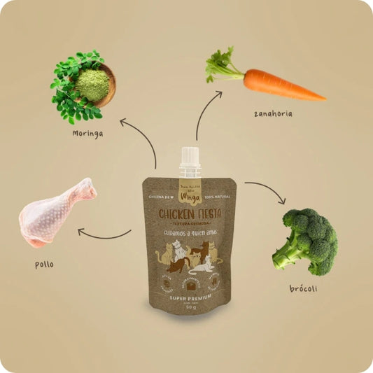 Ingredientes snack untable para gatos natural Chicken Fiesta Winga