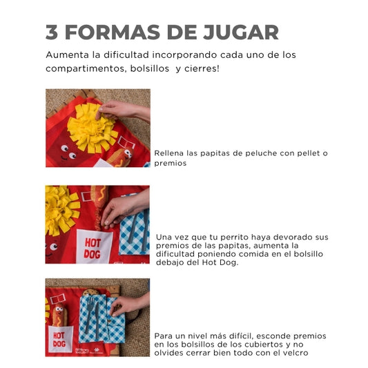 como jugar con alfombra olfativa Nina Ottosson Fast Food Fun Activity Matz