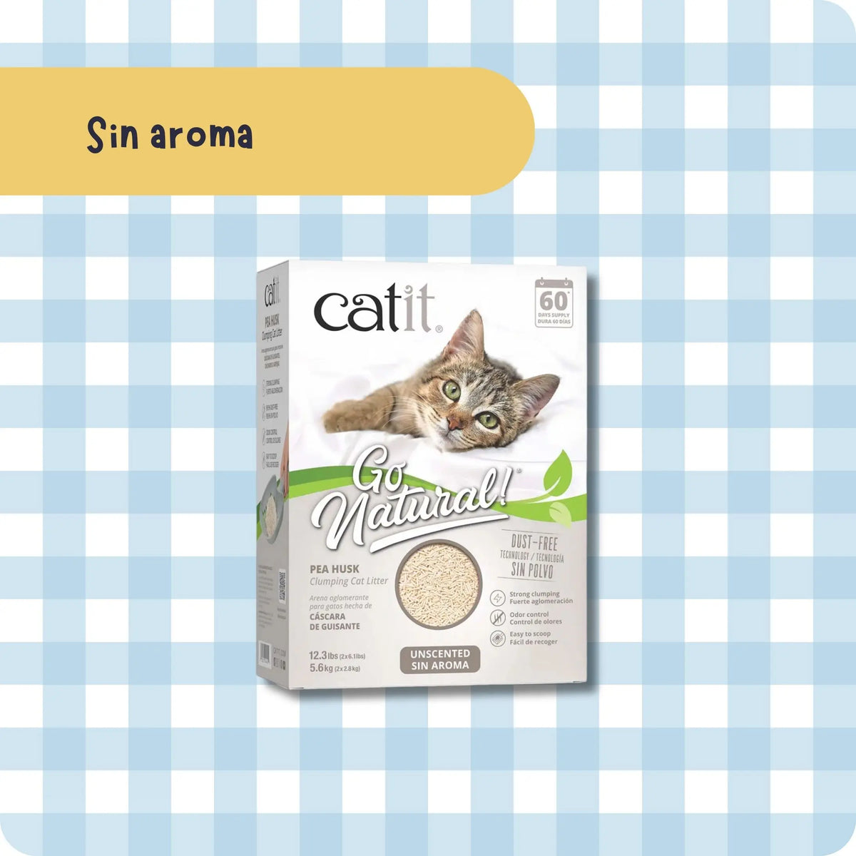 Arena Vegetal Aglomerante para Gatos Catit Go Natural Cáscara de Guisante 5.6kg