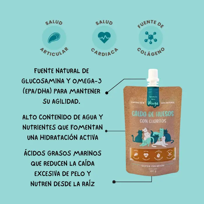 Caldo de Huesos Winga Gatos | Hidratación y Salud 180ml