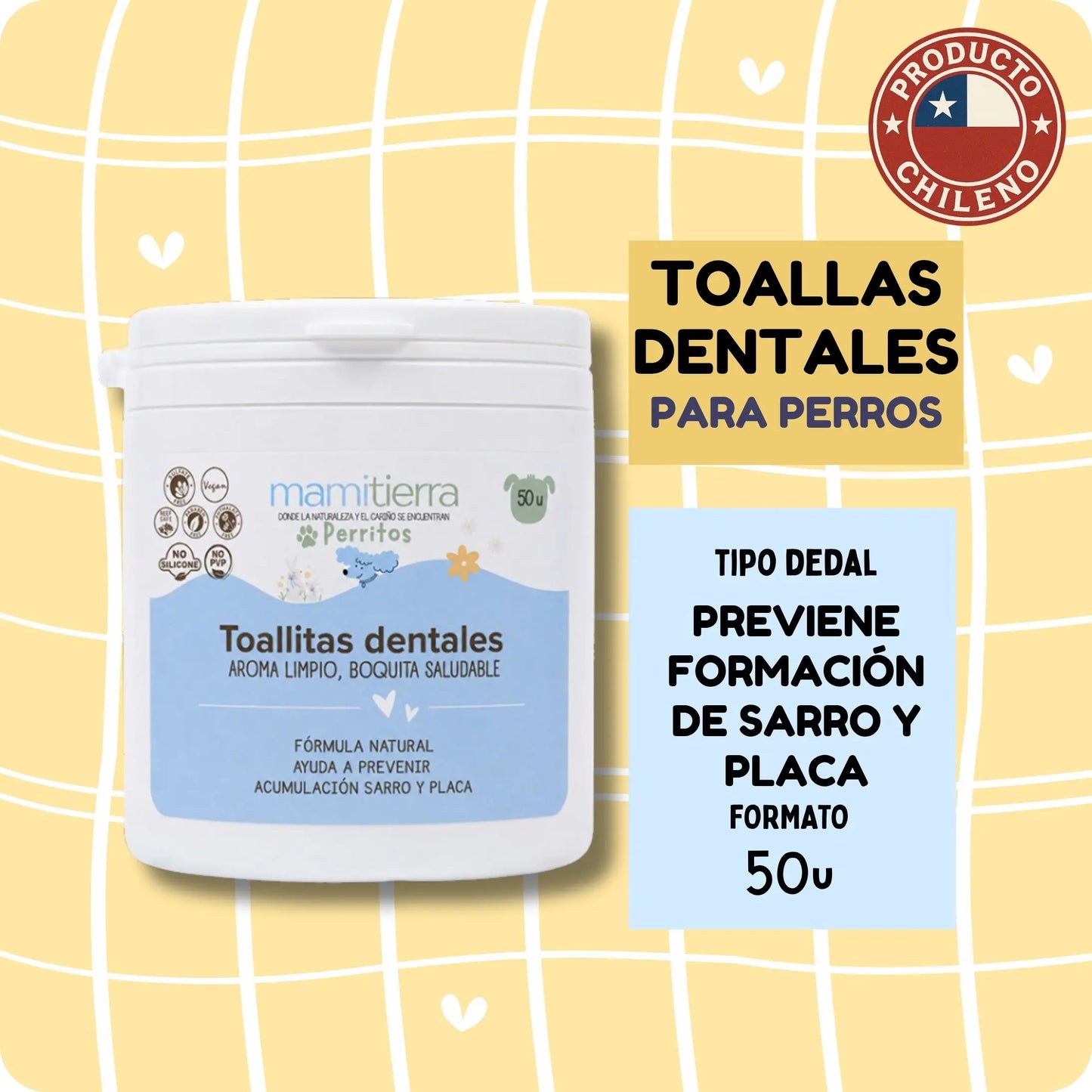 Toallitas Dentales para Perros Mamitierra Dedales de Limpieza Bucal 50 Unidades