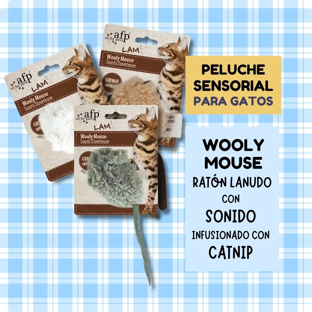 Juguete de Ratón para Gatos AFP LAM Wooly Mouse con Sonido y Catnip