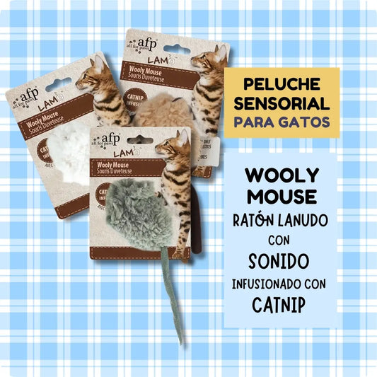 Juguete de Ratón para Gatos AFP LAM Wooly Mouse con Sonido y Catnip