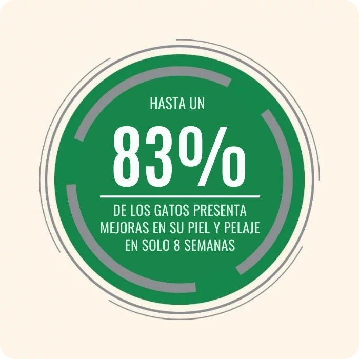 Hasta un 83% de los gatos presenta mejoras en su piel y peladje en solo 8 semanas comiendo Protect Hair & Skin de Pro Nutrition