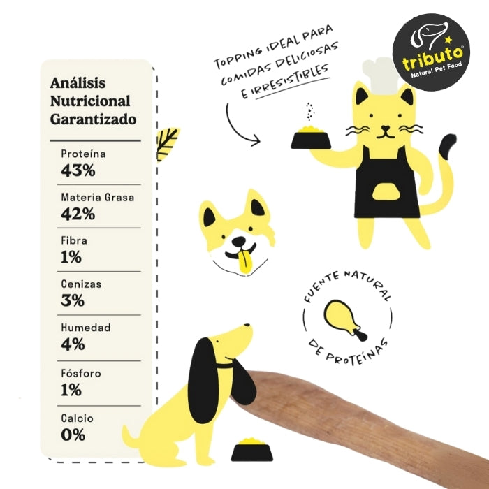 Análisis garantizado paté liofilizado Tributo alto en proteinas