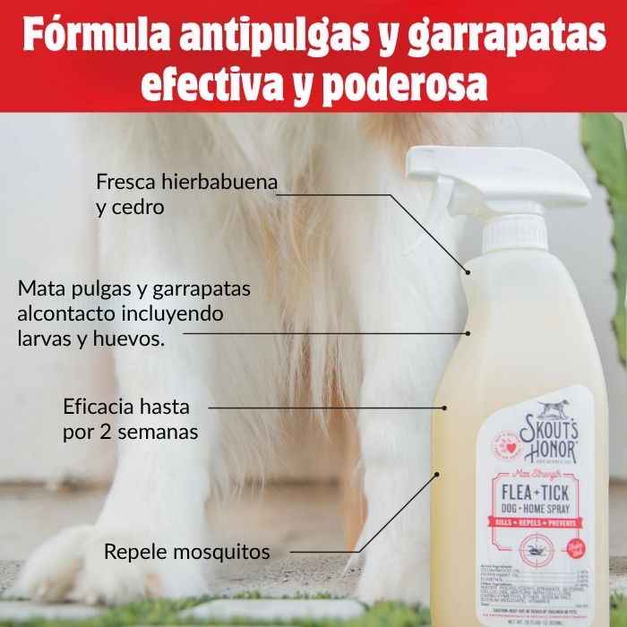 Flea and Tick Skouts Honor Spray Antiparasitario para Perro y Hogar