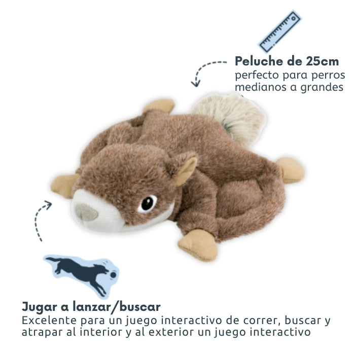 Peluche sensorial para perros modelo Ardilla voladora de 25cms ideal para jugar a lanzar en interior o exterior
