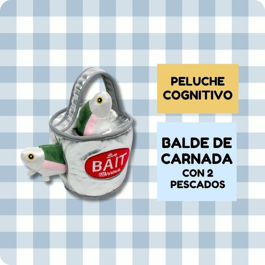 Peluche cognitivo para perros Tall Tails Balde de carnadaincluye dos pescados