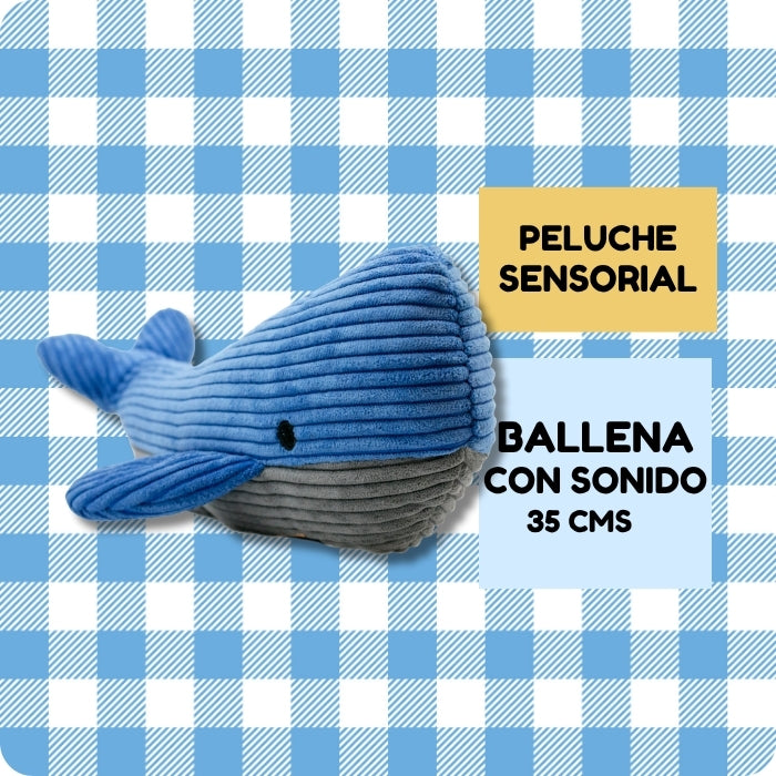 Peluche sensorial para perros ballena con sonido de 35 cms Tall Tails