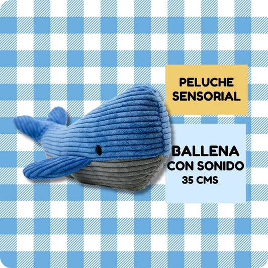 Peluche sensorial para perros ballena con sonido de 35 cms Tall Tails
