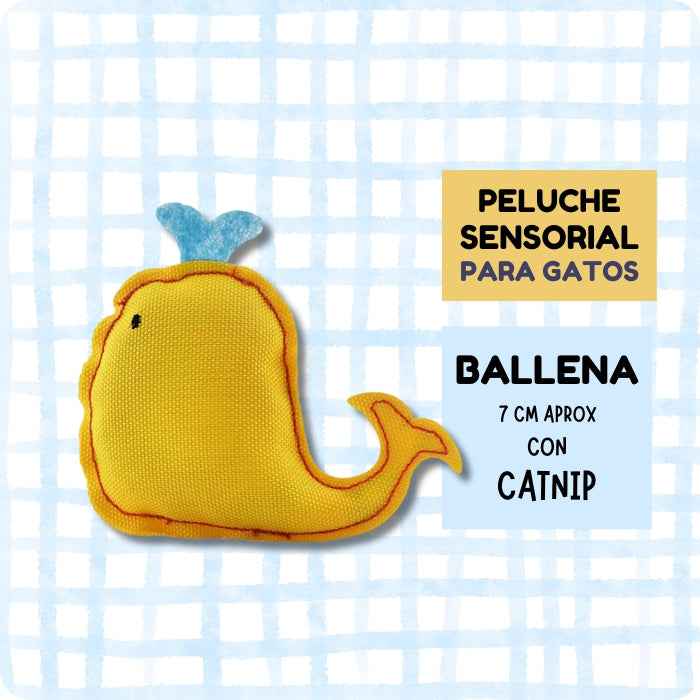 Ballena de peluche para gatos rellena con catnip | Beco