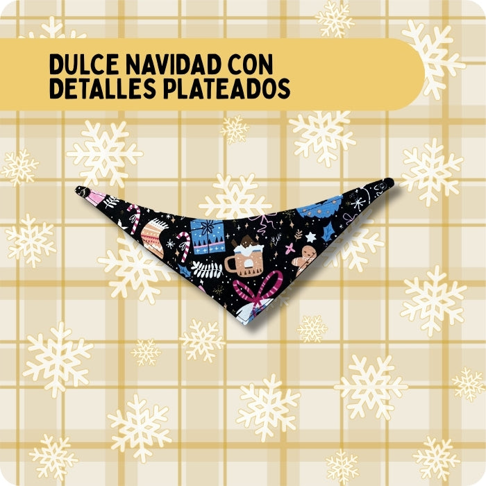 Bandana para perros Modelo Dulce naviad con detalles plateados