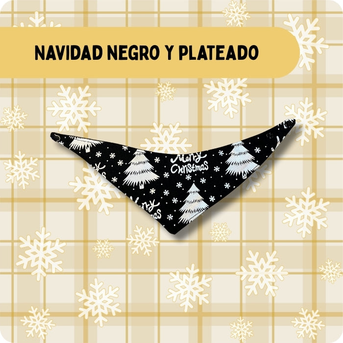 Bandana para perros y gatos modelo Naidad Negro y plateado