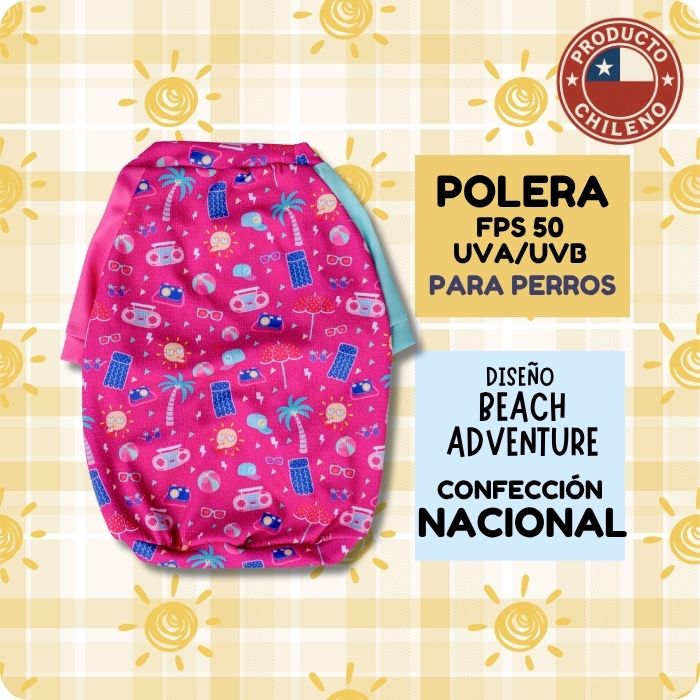 Polera con filtro solar FPS 50 para perros ZullyPet modelo Beach Adventure