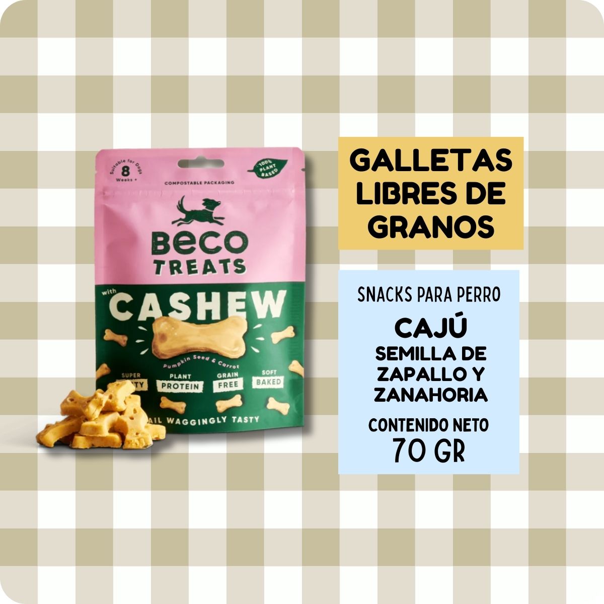Snacks naturales galletas libre de granos para perros Cashew Castañas de Caju