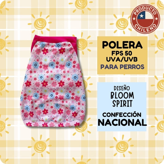 Polera para perros con filtro 50 FPS y protección UVA y UVB de Zullypet diseño Bloom Spirit