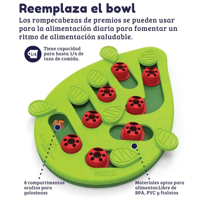 Buggin' Out juguete cognitivo tipo puzzle para gatos Nivel 2 de Nina Ottosson te sirve para reemplazar el bowl de tu gato.