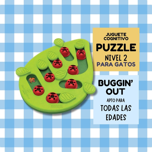 Buggin' Out juguete cognitivo tipo puzzle para gatos Nivel 2 de Nina Ottosson