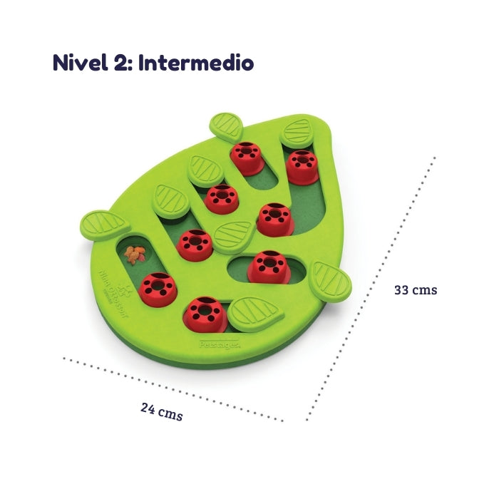 Buggin' Out juguete cognitivo tipo puzzle para gatos Nivel 2 de Nina Ottosson mide 24cms x 33 cms