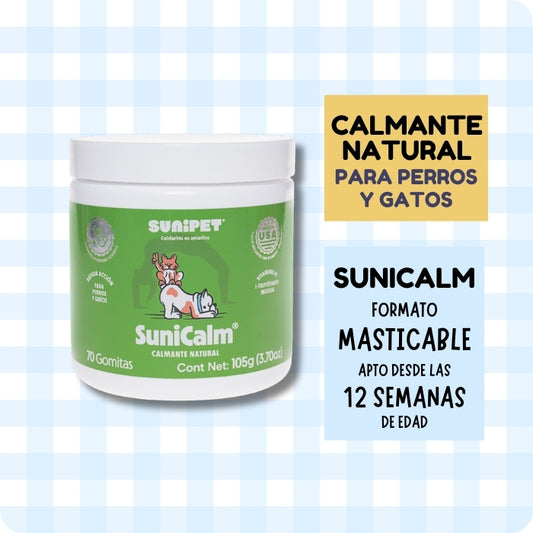 Calmante natural para perros y gatos en masticables. Sunicalm