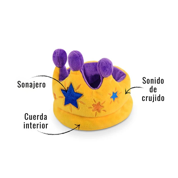Canine Crown es un peluche sensorial para perros de P.L.A.Y que tiene distintas texturas y produce destintos sonidos