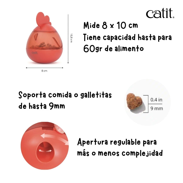 Caracteristicas juguete cognitivo para gatos dispensador de golosinas, mono porfiado modelo gallo con dificultad adaptable