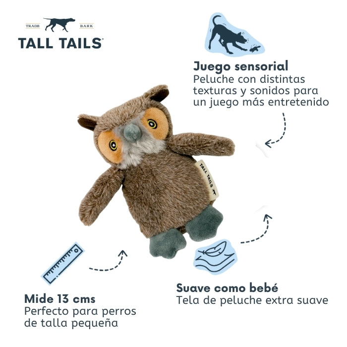 Peluche sensorial para perros Búho con sonido para perros de talla pequeña marca Tall Tails