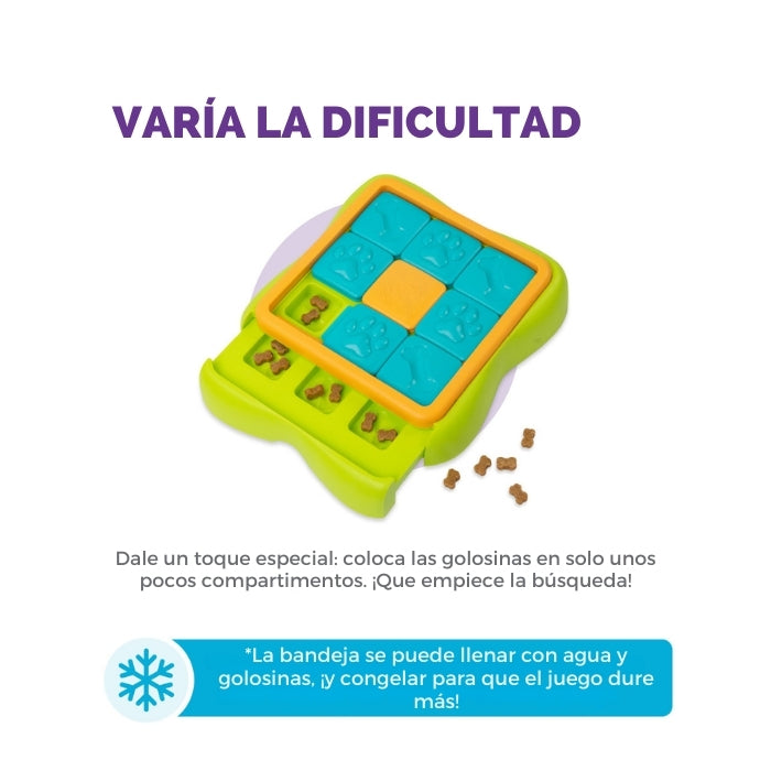 Varía la dificultad del Challenge slider nivel 2. No escondas golosinas en todos los compartimentos. Tip adicional: Congélalo.