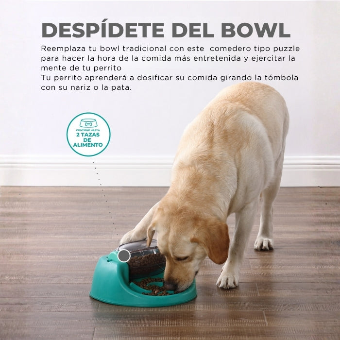 Dile adios al bowl con este juguete cognitivo tipo puzzle nivel 2 de Nina Ottosson Dog Spin n' eat, una divertida tombola que ayuda a los perros a comer mas lento y a ejercitar su mente