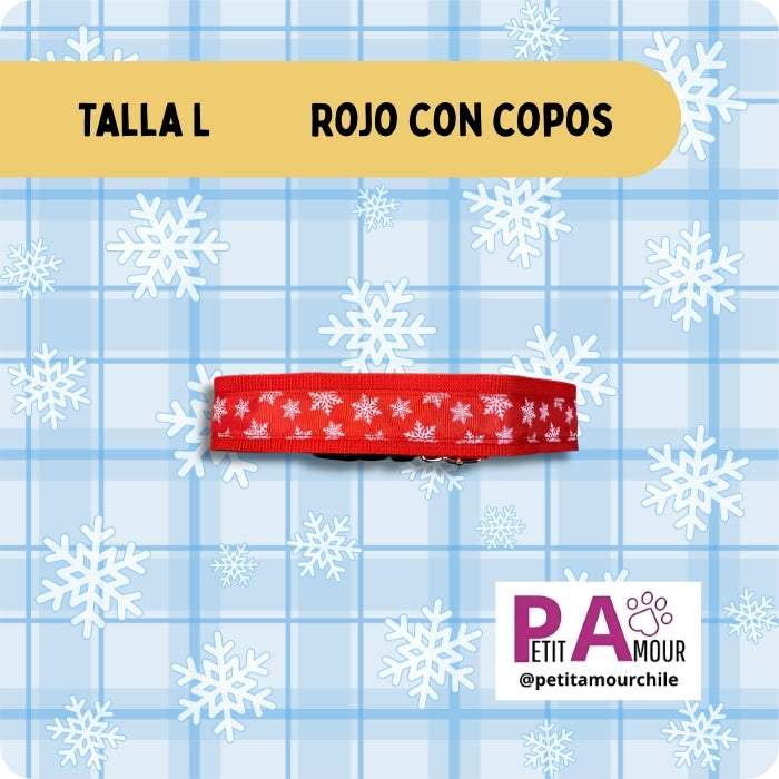 Collar L para perros talla grande modelo Rojo con copos