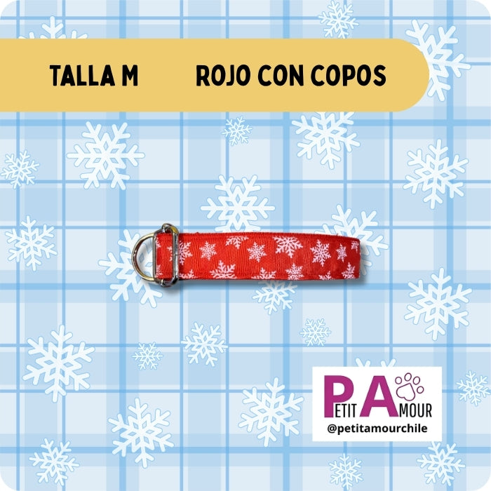 Collar M para perros modelo rojo con copos