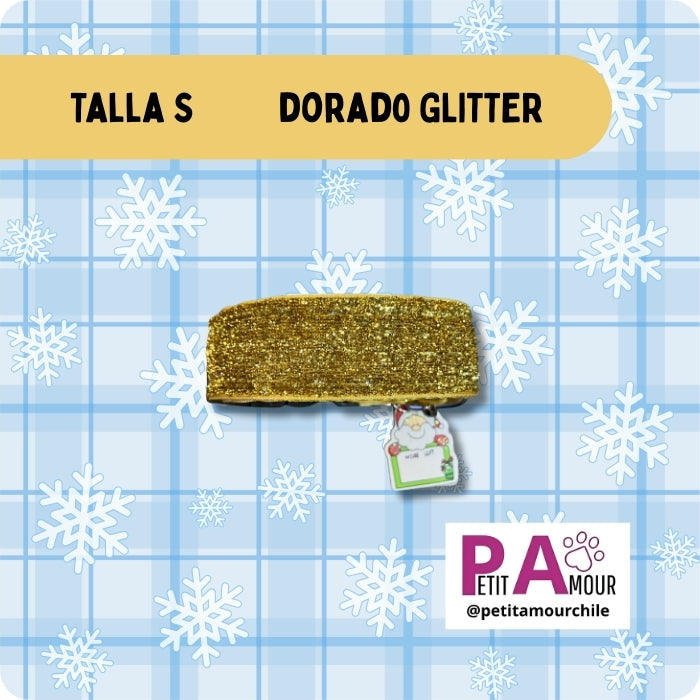 Collar S para perros o gatos modelo Dorado Glitter