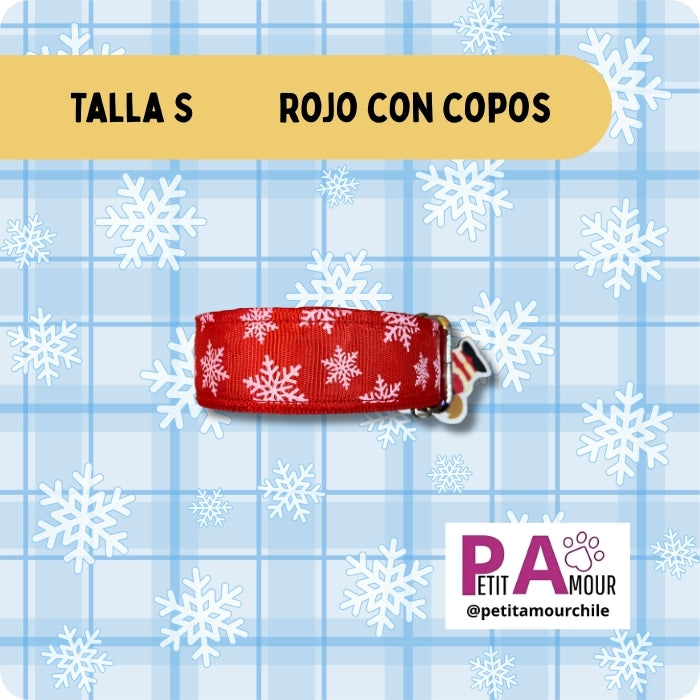 Collar S para perros o gatos modelo rojo con copos
