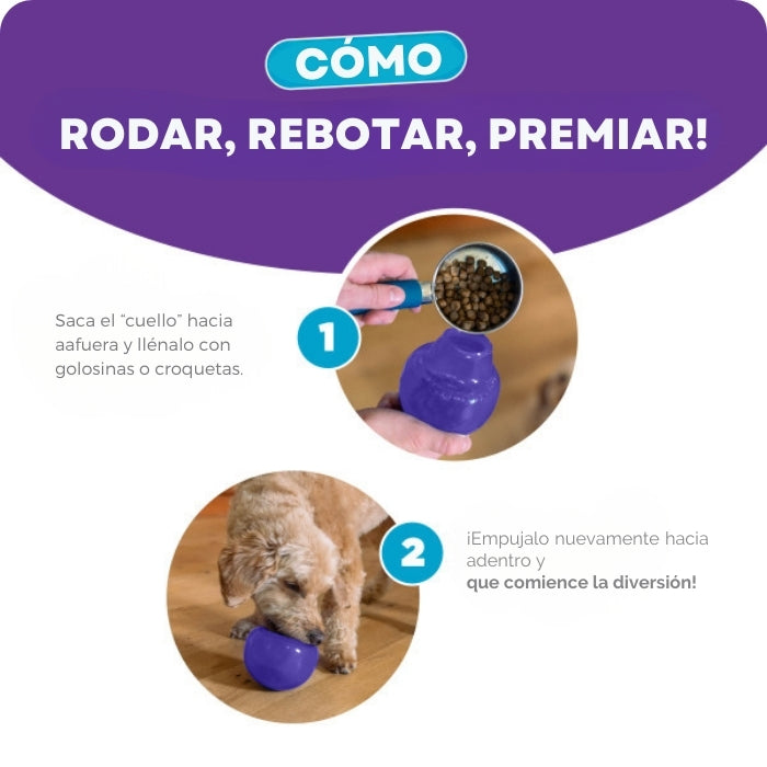 Cómo rellenar el Lil Snoop de Planet Dog para hacerlo rodar, rebotar y premiar a tu perrito.
