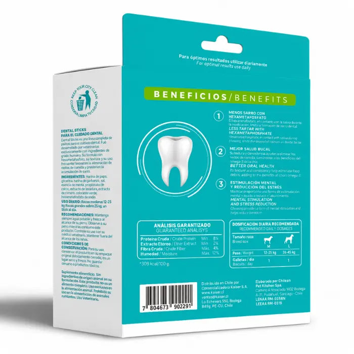 Snacks Dentales con Menta para Perros Indomitable Patagonia Dental Plus Sticks