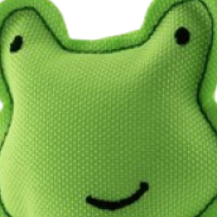 Detalle de la tela Sapo de peluche marca Beco. Juguete sensorial para gatos.