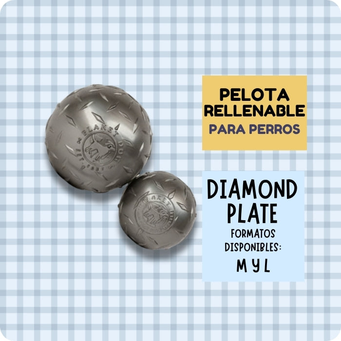 Pelota rellanable para perros Diamond Plate de Planet Dog, hecha de goma Orbee tuff