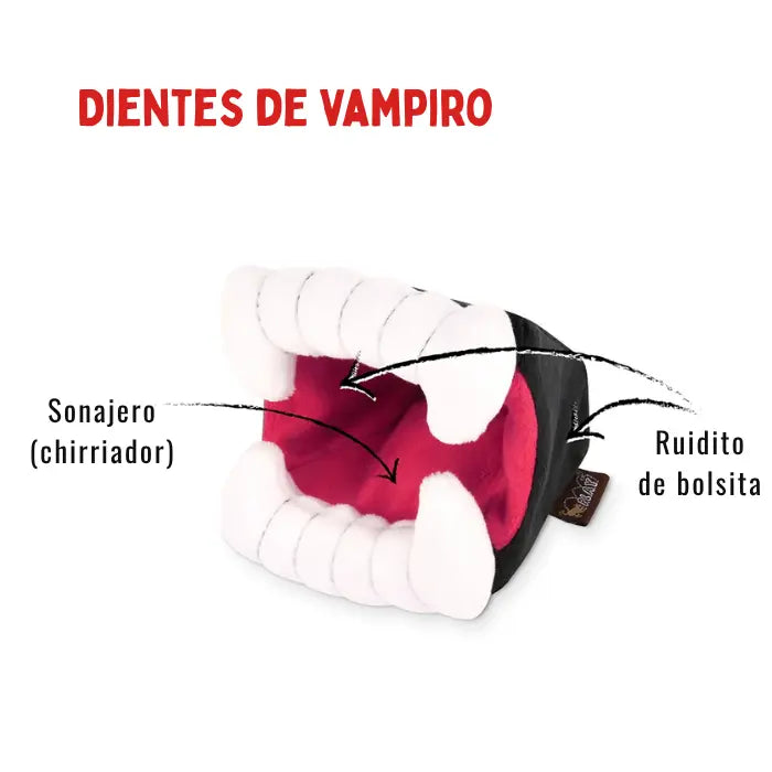 Juguete Mordedor de Peluche para Perros PLAY Howling Haunts Dientes de Vampiro