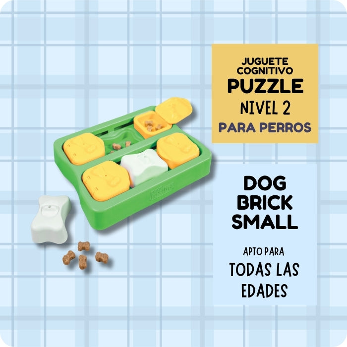 Juguete cognitivo para perros nivel 2 tipo puzzle Dog Brick Small de Nina Ottosson ideal para perros de talla pequeña o cachorros