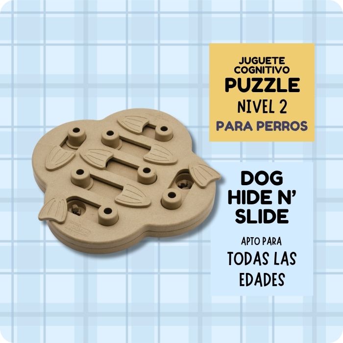 Juguete cognitivo tipo puzzle para perros de todas las edades nivel 2 Dog Hide N' Slide de Nina Ottosson