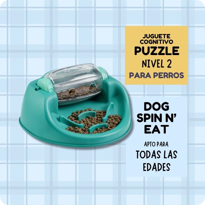 Juguete cognitivo tipo puzzle nivel 2 para perros de todas las edades Dog Spin n' eat Nina Ottosson Tombola más comedero lento