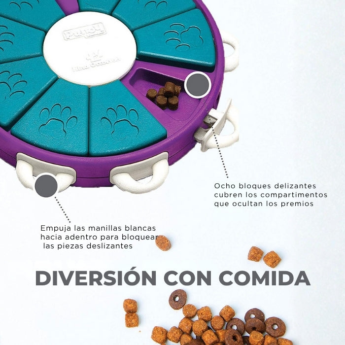 Puzzle cognitivo nivel 3 de Nina Ottosson Dog Twister requiere motricidad fina para abrir de manera apropiada los cajones. 