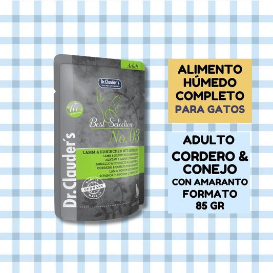 Alimento húmedo completo para gatos Best Selection No. 03 Dr. Clauder's Cordero, conejo y amaranto