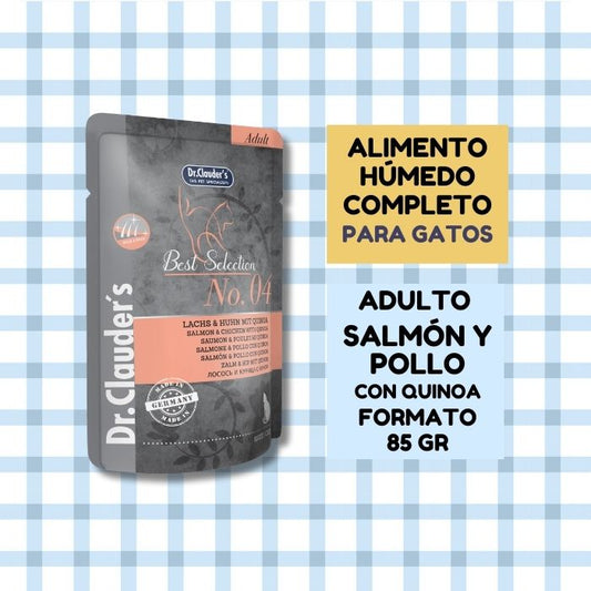 Alimento húmedo completo para gatos adultos Best Selection No. 04 Dr. Clauder's Salmon, pollo y quinoa